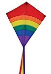 In the Breeze Rainbow 27 Inch Diamond Kite – Single Line – Ripstop Fabric – Includes Kite Line and Bag – Great Beginner Kite