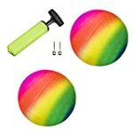 Premium Rainbow Balls for Kids Play (Set of 2) with 2 Pins and Pump by New Bounce|Durable Rubber Material for Indoor and Outdoor Playground Activities, Kickball, Handball, Camps, School| 8.5″