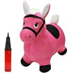 Hopping Horse Ride On Bouncy Animal Toys, Inflatable Horse Hopper Plush Covered With Pump For 2, 3, 4, 5 Year Old And UP(Pink) – iPlay, iLearn