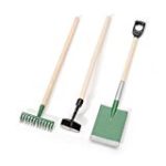 Miniature Set of 3 English Gardening Tools -Shovel Hoe & Rake