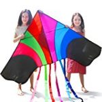 Tomi Kite – Huge Rainbow Kite – Ideal for Kids and Adults – Easy to Launch in Stiff Wind or Soft Breeze – 60 Inches Wide – 100 Meter String – 6 Tails – Built to Last – Great for Family Fun