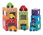 Melissa & Doug Nesting and Sorting Garages and Cars With 7 Graduated Garages and 7 Stackable Wooden Cars