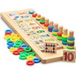 Xin store Montessori Materials Wood Math Blocks Shape Sorter Number and Stacking Learning Toys