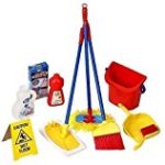 Click n’ Play 10 Piece Kids Pretend Play Cleaning Set, Water Bucket, Cleaning Agent Bottles, Broom, Mop, Duster, Wet Floor Sign, Brush and Dustpan