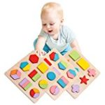 Lewo Wooden Geometric Chunky Puzzles Sorting Game Early Development Educational Toys Pack of 3