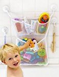 Bath Toy Organizer -The Original Tub Cubby – Large 14×20” Quick Dry Bathtub Mesh Net – Massive Baby Toy Storage Bin + 3 Soap Pockets 4x Suction Hooks & 3M Stickers