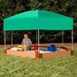 Frame It All Two Inch Series Composite Hexagon Sandbox Kit with Canopy/Cover, 7′ x 8′ x 5.5″