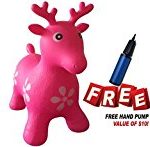 SUESPORT Inflatable Bouncer Seat, Reindeer, Pump Included Easy to Inflate, Space Hopper, Ride-on Bouncy Animal Hopper, CPSIA, Pink