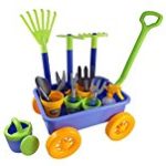 Garden Wagon & Tools Toy Set for Kids with 8 Gardening Tools, 4 Pots, Water Pail and Spray – Great for Beach & Sand Too!