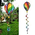 Striped Rainbow Windsock Hot Air Balloon Wind Spinner Garden Yard Outdoor Decor Toy