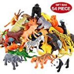 Animals Figure,54 Piece Mini Jungle Animals Toys Set,ValeforToy Realistic Wild Vinyl Pastic Animal Learning Party Favors Toys For Boys Girls Kids Toddlers Forest Small Farm Animals Toys Playset