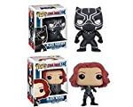 Funko POP! Captain America: Black Panther + Black Widow – Vinyl Bobble-Head Figure Set NEW