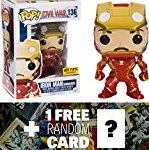 Iron Man – Unmasked (Hot Topic Exclusive): Funko POP! x Captain America Civil War Bobble-Head Figure + 1 FREE Official Marvel Trading Card Bundle (072254)