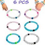 Bracelets for Kids Girls Boys Teens 6 PCs Pack – Clear Silicone Beaded Friendship Fortune Bracelet Set – Party Favors and Camp Gifts for Teenage Boy or Girl – Great for Giveaways